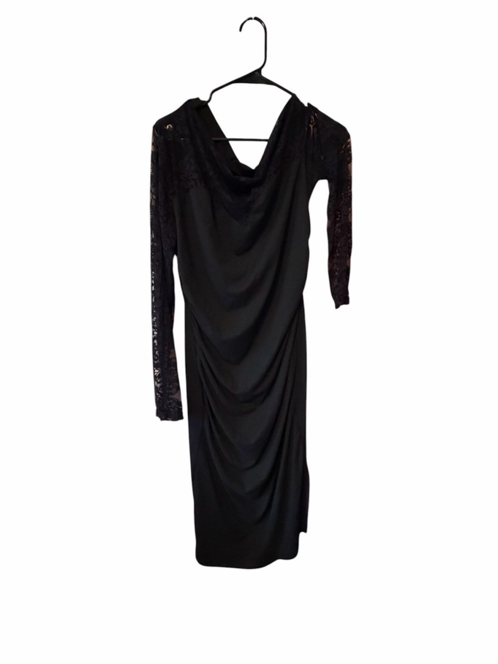 SHEIN Black Lace One Shoulder Midi Dress XL Ruched Cocktail Party Dress